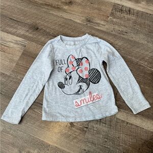 Disney Minnie Mouse Smiles Gray Long Sleeve Tee